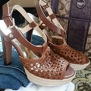 Coach Leather Woven Platform Sandal